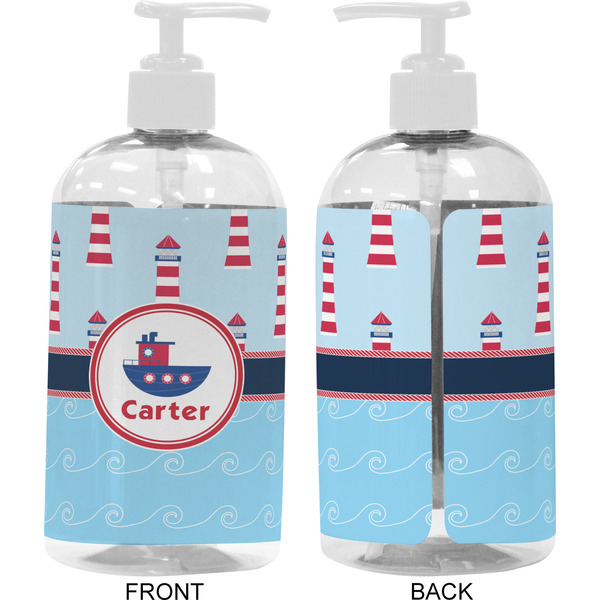 Light House & Waves 16 oz Plastic Liquid Dispenser- Approval- White