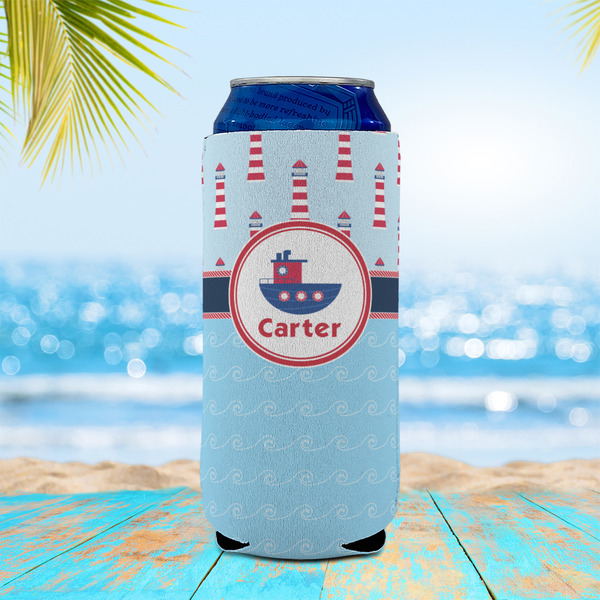 Light House & Waves 16oz Can Sleeve - LIFESTYLE