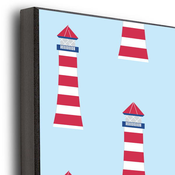 Light House & Waves 16x20 Wood Print - Closeup