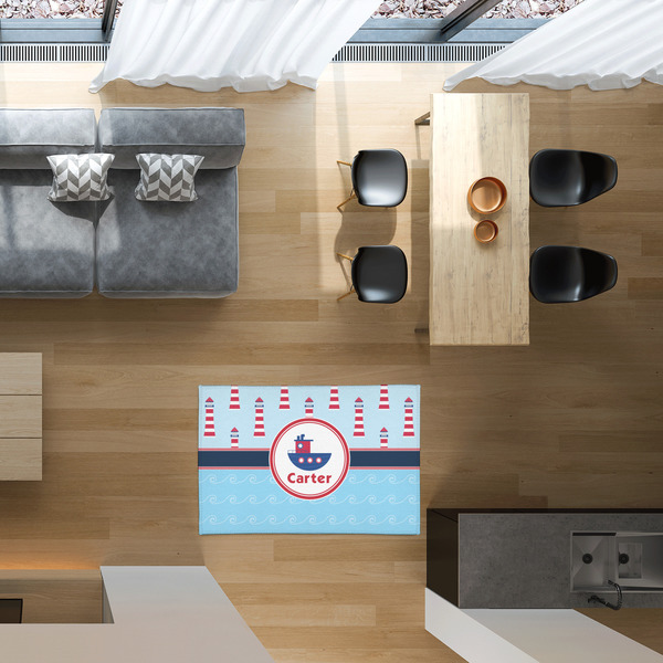 Light House & Waves 2'x3' Indoor Area Rugs - IN CONTEXT