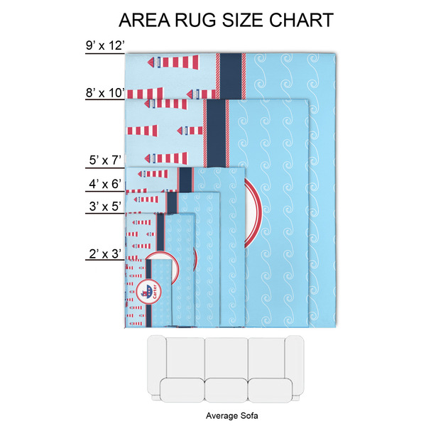 Light House & Waves 2'x3' Indoor Area Rugs - Size Chart