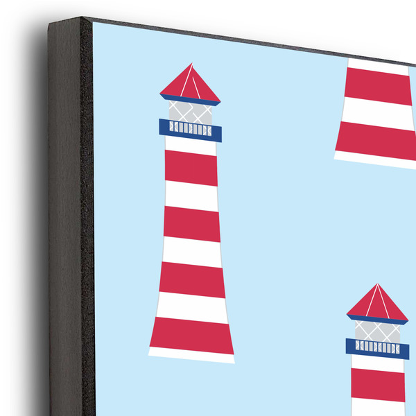 Light House & Waves 20x24 Wood Print - Closeup