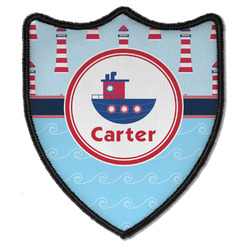 Light House & Waves Iron On Shield Patch B w/ Name or Text