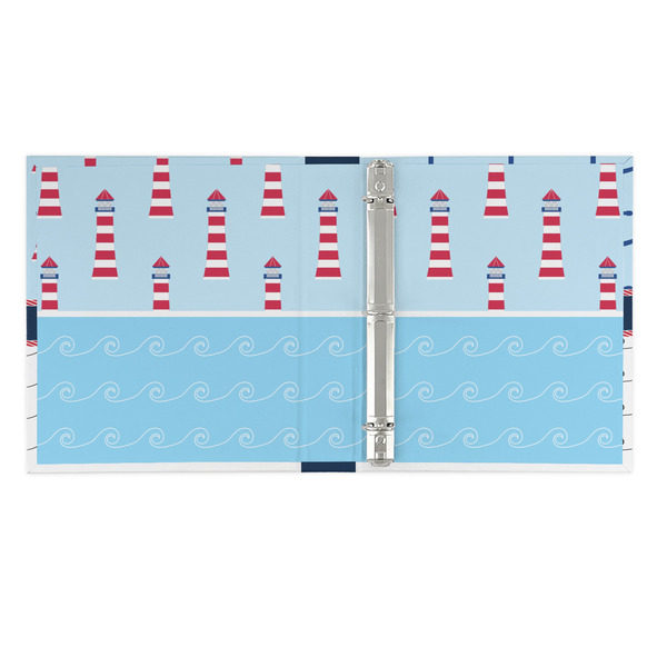 Light House & Waves 3 Ring Binders - Full Wrap - 1" - OPEN INSIDE