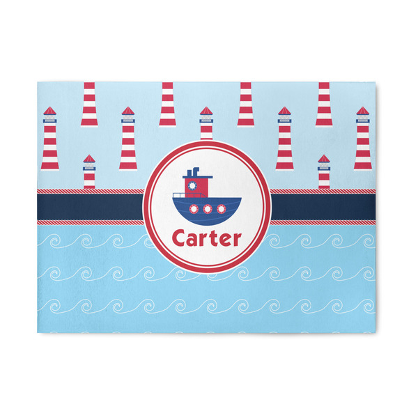 Custom Light House & Waves 5' x 7' Patio Rug (Personalized)