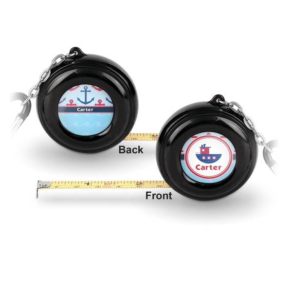 Light House & Waves 6-Ft Pocket Tape Measure with Carabiner Hook - Front and Back