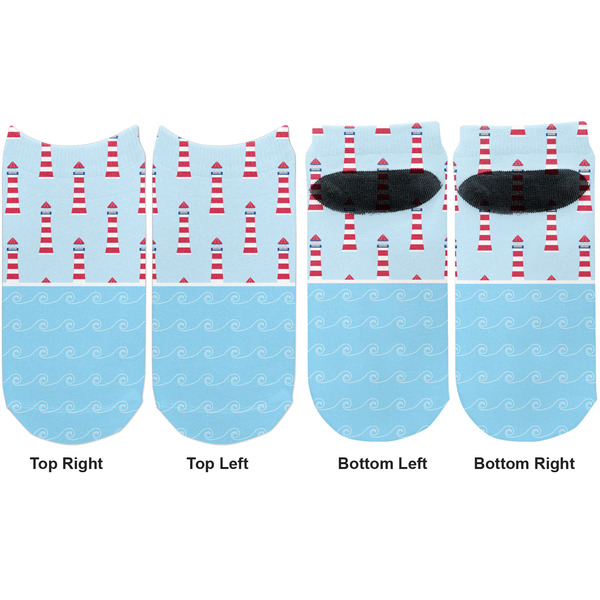 Light House & Waves Adult Ankle Socks - Double Pair - Front and Back - Apvl