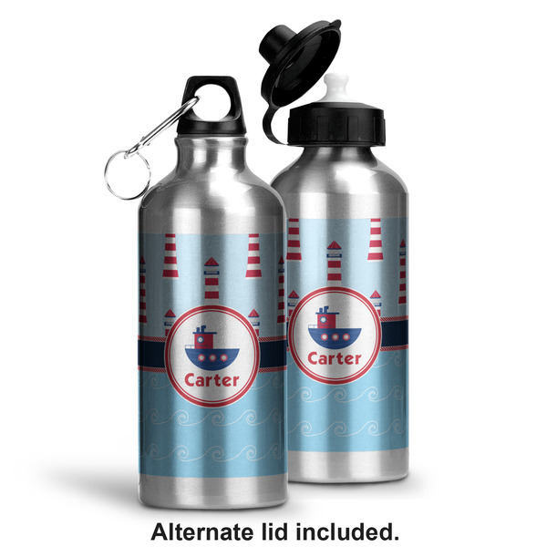 Light House & Waves Aluminum Water Bottle - Alternate lid options