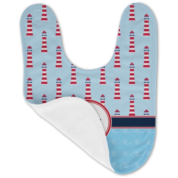 Light House & Waves Baby Bib - AFT folded
