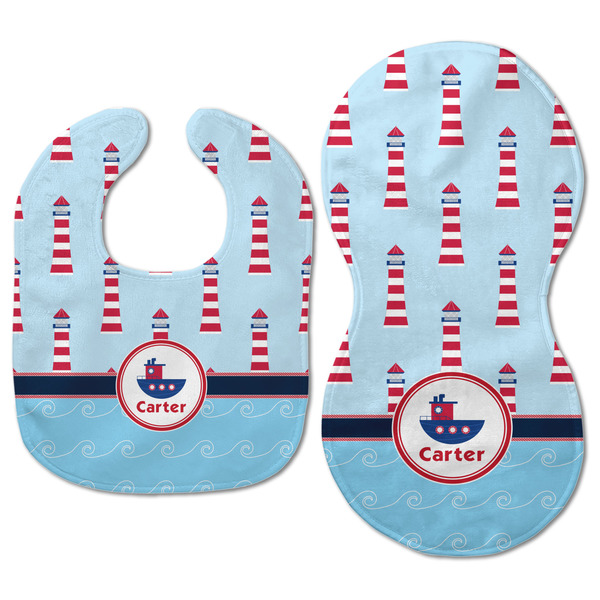 Light House & Waves Baby Bib & Burp Set - Approval (new bib & burp)