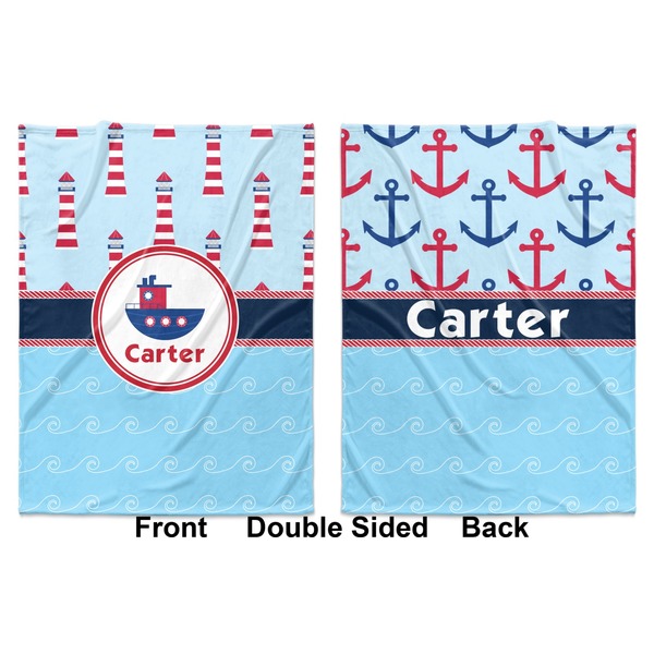 Light House & Waves Baby Blanket (Double Sided - Printed Front and Back)