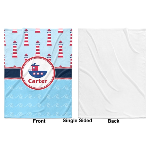 Light House & Waves Baby Blanket (Single Side - Printed Front, White Back)