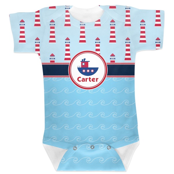 Custom Light House & Waves Baby Bodysuit 6-12 (Personalized)