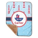 Light House & Waves Sherpa Baby Blanket - 30" x 40" w/ Name or Text