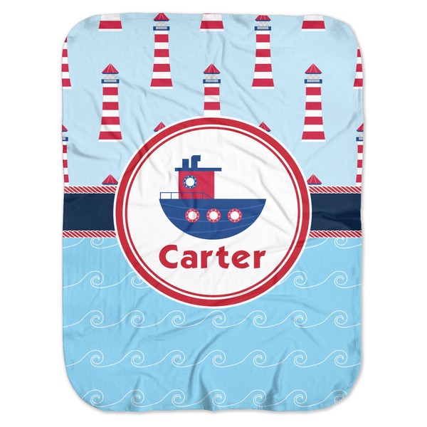 Custom Light House & Waves Baby Swaddling Blanket (Personalized)