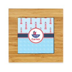 Light House & Waves Bamboo Trivet with Ceramic Tile Insert (Personalized)