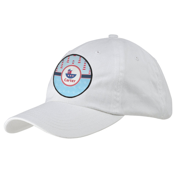 Custom Light House & Waves Baseball Cap - White (Personalized)