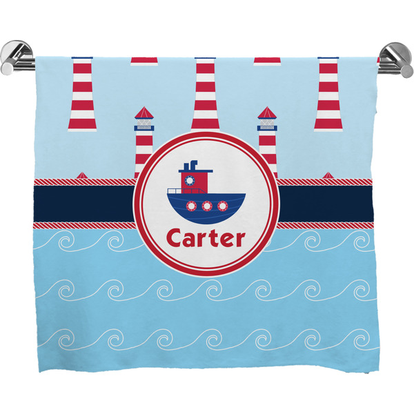 Custom Light House & Waves Bath Towel (Personalized)