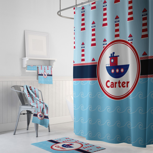 Light House & Waves Bath Towel Sets - 3-piece - In Context