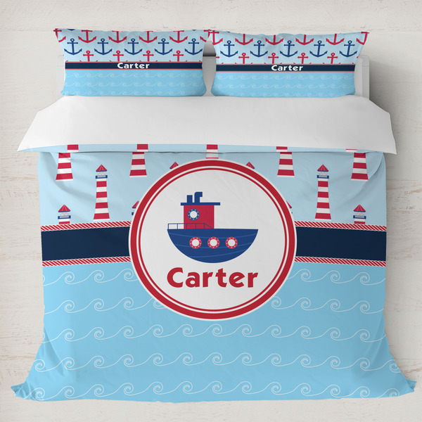 Custom Light House & Waves Duvet Cover Set - King (Personalized)