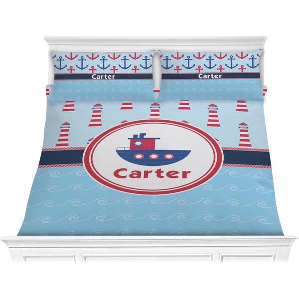 Custom Light House & Waves Comforter Set - King (Personalized)