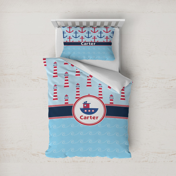 Custom Light House & Waves Duvet Cover Set - Twin (Personalized)