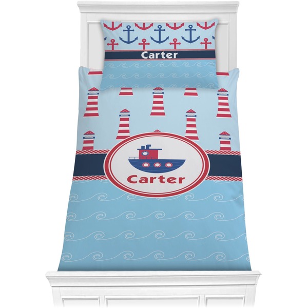Custom Light House & Waves Comforter Set - Twin (Personalized)