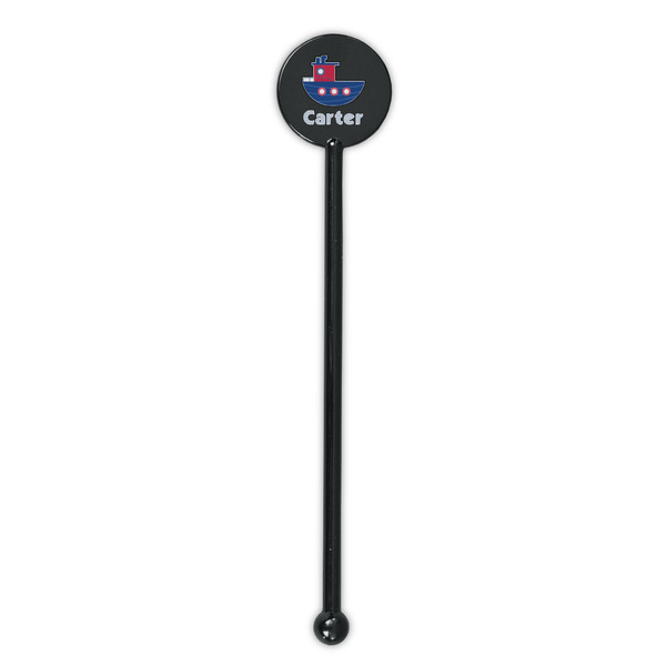 Light House & Waves Black Plastic 5.5" Stir Stick - Round - Single Stick