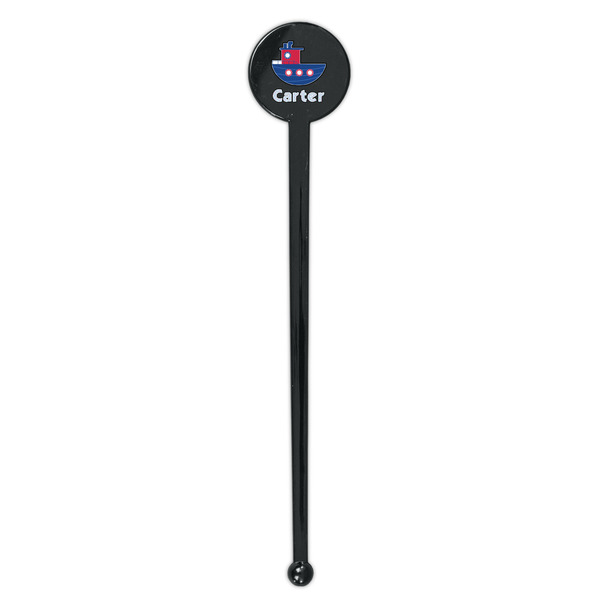 Light House & Waves Black Plastic 7" Stir Stick - Round - Single Stick