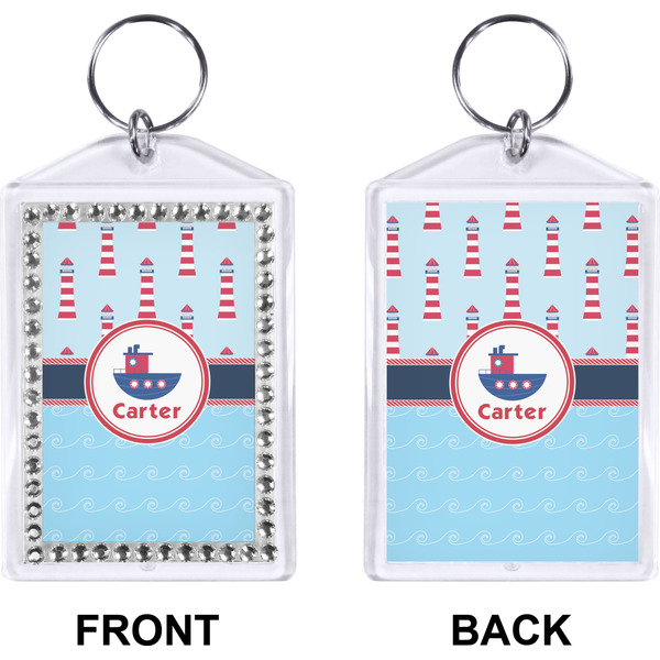 Light House & Waves Bling Keychain (Front + Back)