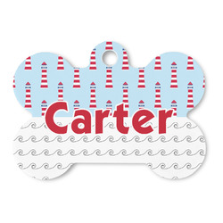 Light House & Waves Bone Shaped Dog ID Tag (Personalized)
