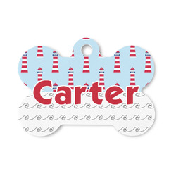 Light House & Waves Bone Shaped Dog ID Tag - Small (Personalized)
