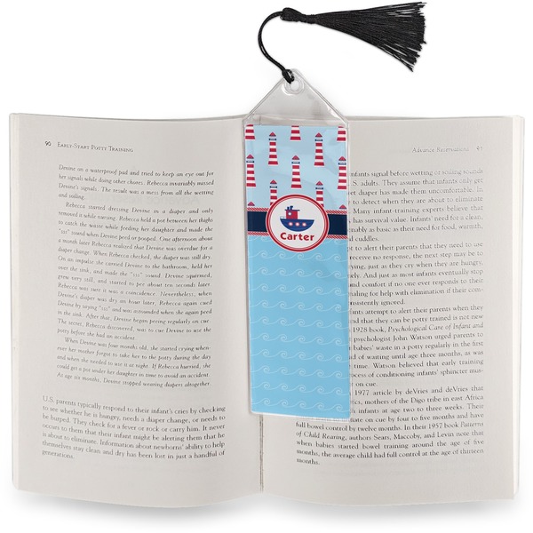 Light House & Waves Bookmark with tassel - In book
