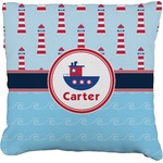 Light House & Waves Faux-Linen Throw Pillow 18" (Personalized)