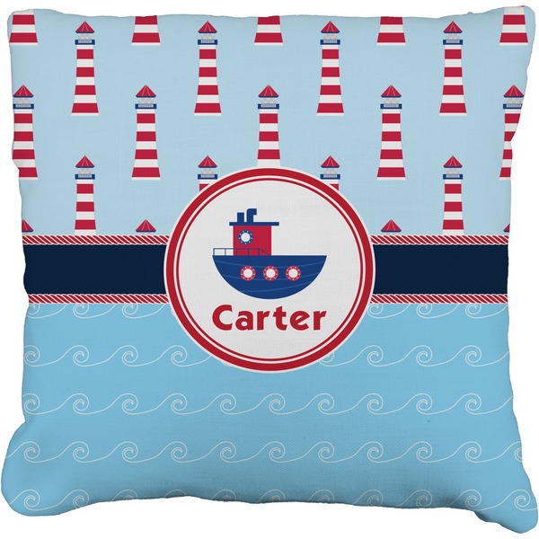 Custom Light House & Waves Faux-Linen Throw Pillow 26" (Personalized)