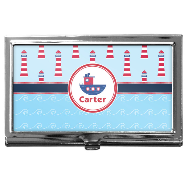 Custom Light House & Waves Business Card Case