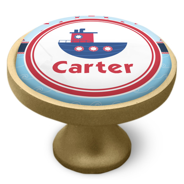 Light House & Waves Cabinet Knob - Gold - Side