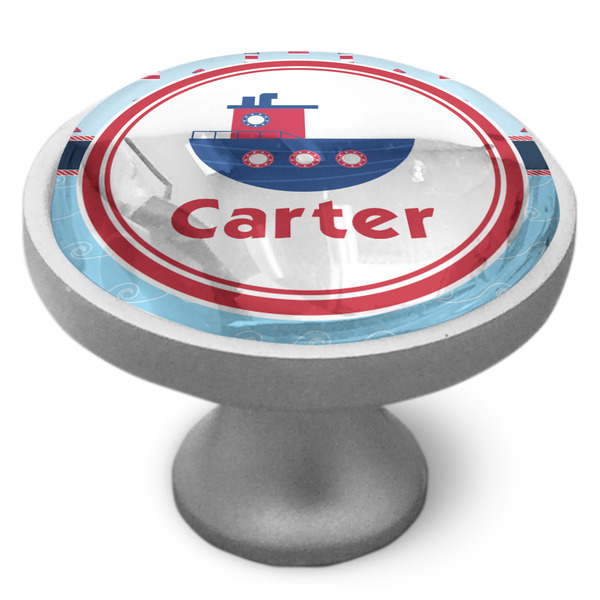 Light House & Waves Cabinet Knob - Nickel - Side