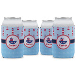 Light House & Waves Can Cooler (12 oz) - Set of 4 w/ Name or Text