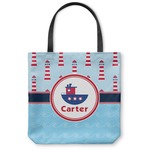Light House & Waves Canvas Tote Bag - Small - 13"x13" (Personalized)
