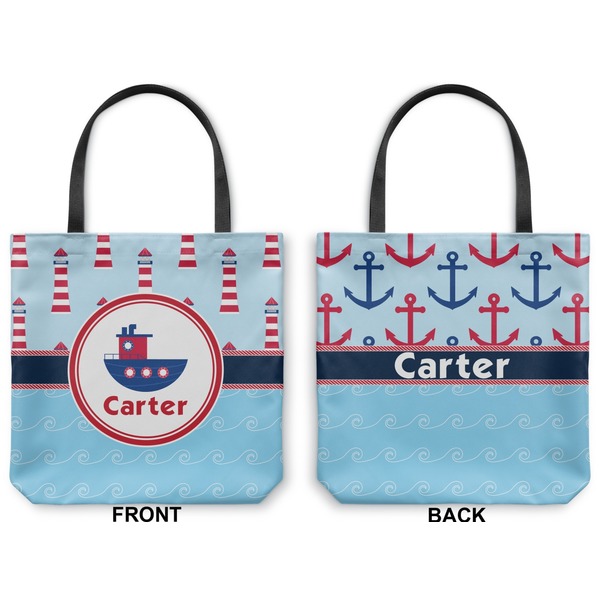 Light House & Waves Canvas Tote - Front and Back