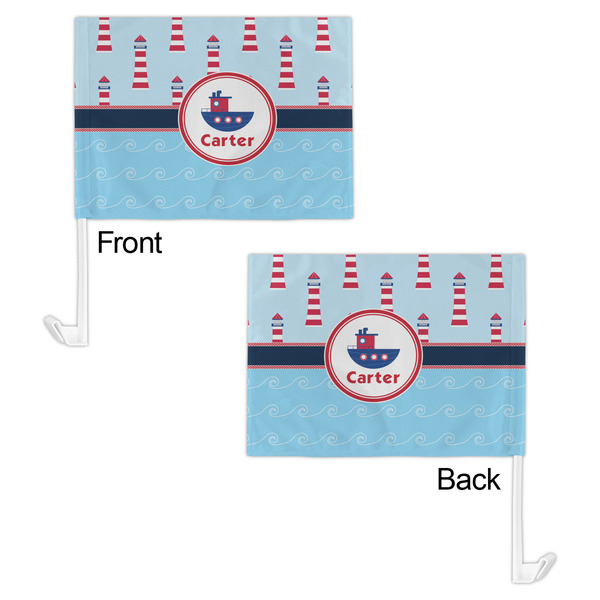 Light House & Waves Car Flag - 11" x 8" - Front & Back View