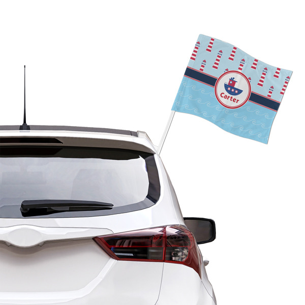 Light House & Waves Car Flag - Large - LIFESTYLE