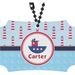 Light House & Waves Rear View Mirror Ornament (Personalized)