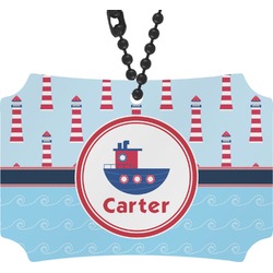 Light House & Waves Rear View Mirror Ornament (Personalized)