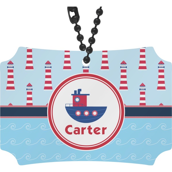 Custom Light House & Waves Rear View Mirror Ornament (Personalized)