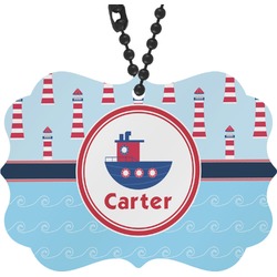 Light House & Waves Rear View Mirror Charm (Personalized)