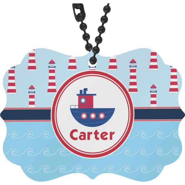 Custom Light House & Waves Rear View Mirror Decor (Personalized)