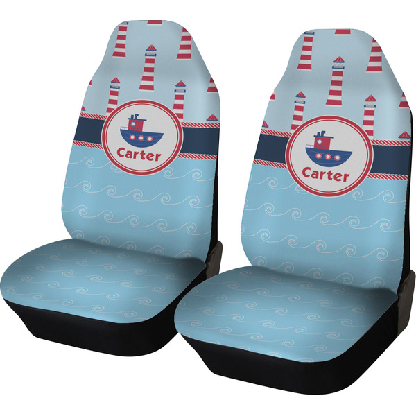 Custom Light House & Waves Car Seat Covers (Set of Two) (Personalized)