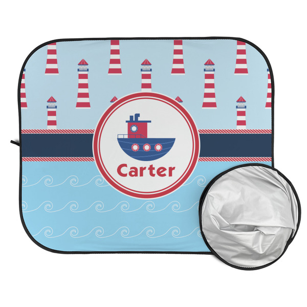 Light House & Waves Car Sun Shades - FOLDED & UNFOLDED